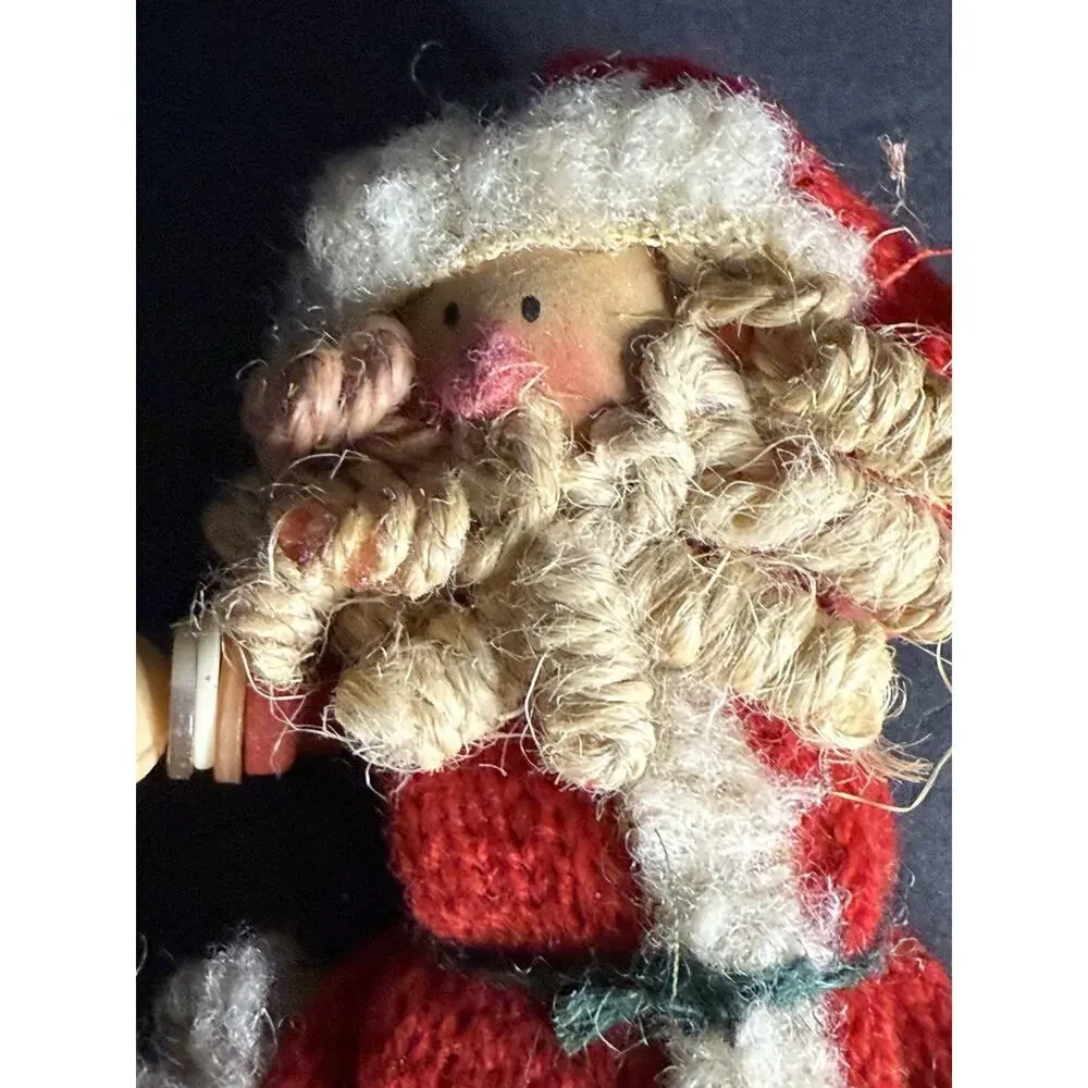 Vintage Santa Christmas Ornament Spool Button Rustic Farmhouse 4” Magnet